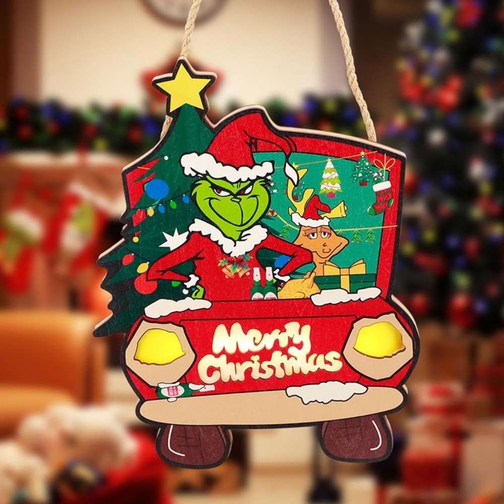 Grinch Led Christmas Hanging Sign - NEW